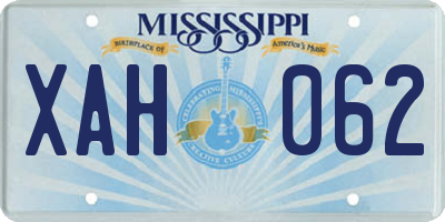MS license plate XAH062