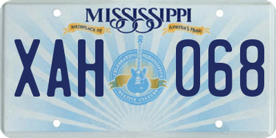 MS license plate XAH068