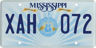 MS license plate XAH072