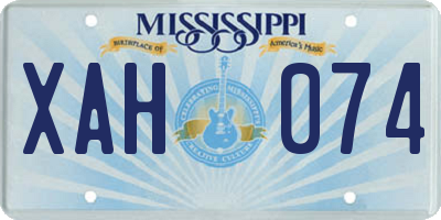 MS license plate XAH074