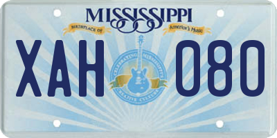 MS license plate XAH080