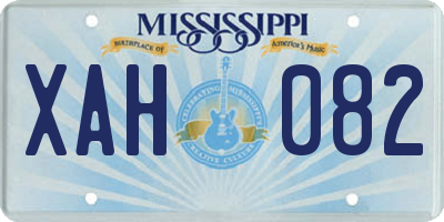 MS license plate XAH082