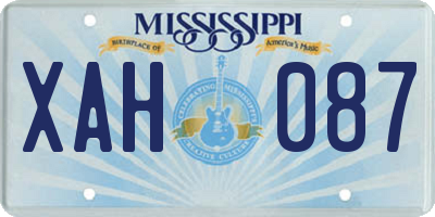 MS license plate XAH087