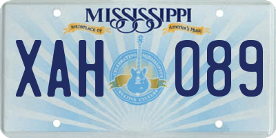 MS license plate XAH089