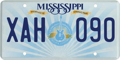 MS license plate XAH090
