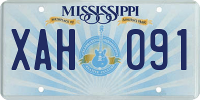 MS license plate XAH091