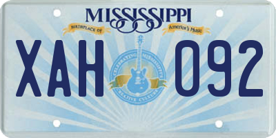 MS license plate XAH092