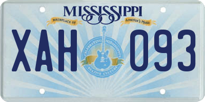 MS license plate XAH093