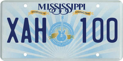 MS license plate XAH100