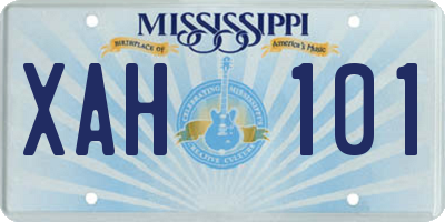 MS license plate XAH101