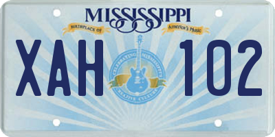 MS license plate XAH102