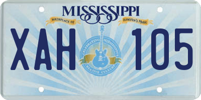 MS license plate XAH105