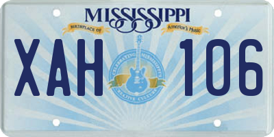 MS license plate XAH106
