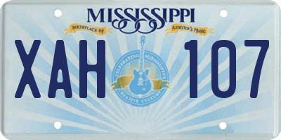 MS license plate XAH107