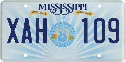 MS license plate XAH109