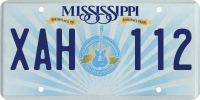 MS license plate XAH112