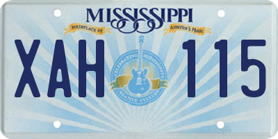 MS license plate XAH115