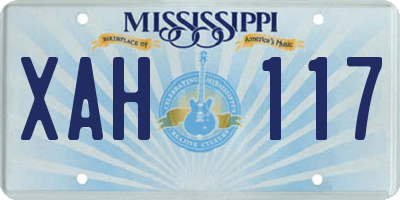MS license plate XAH117