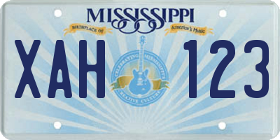 MS license plate XAH123