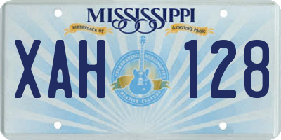 MS license plate XAH128