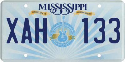 MS license plate XAH133