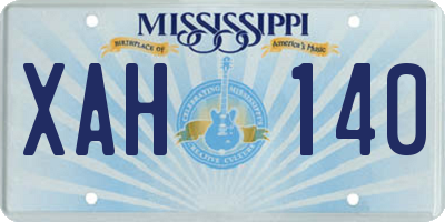 MS license plate XAH140