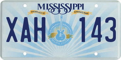 MS license plate XAH143