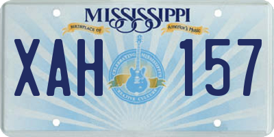 MS license plate XAH157