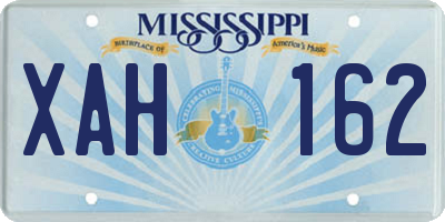 MS license plate XAH162