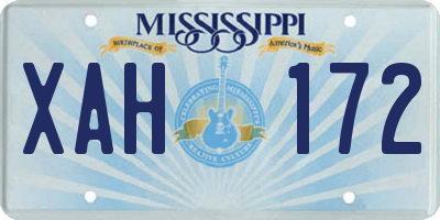 MS license plate XAH172