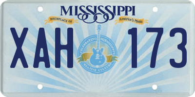 MS license plate XAH173