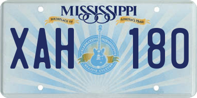 MS license plate XAH180