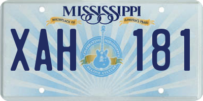 MS license plate XAH181