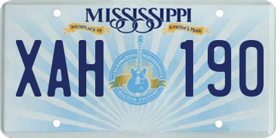 MS license plate XAH190