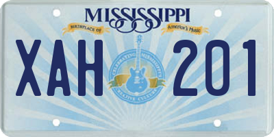 MS license plate XAH201
