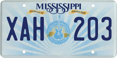 MS license plate XAH203