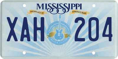 MS license plate XAH204