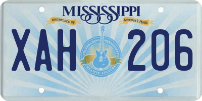 MS license plate XAH206