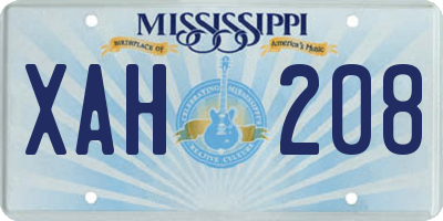 MS license plate XAH208