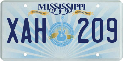 MS license plate XAH209