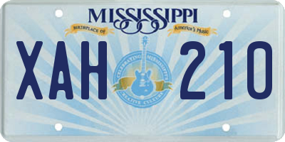 MS license plate XAH210
