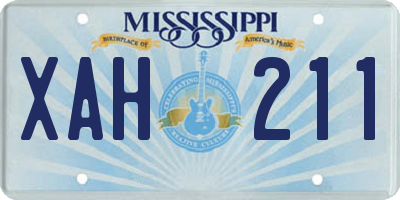 MS license plate XAH211