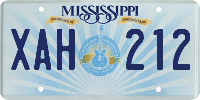 MS license plate XAH212