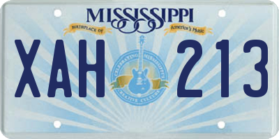 MS license plate XAH213
