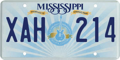 MS license plate XAH214