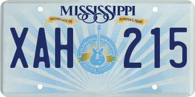 MS license plate XAH215