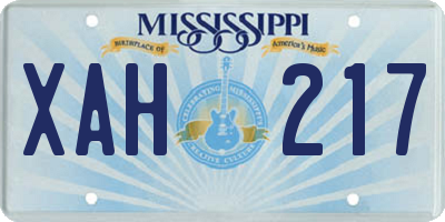 MS license plate XAH217