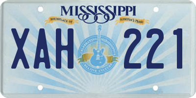 MS license plate XAH221