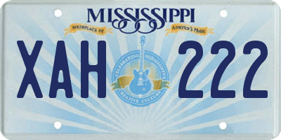 MS license plate XAH222