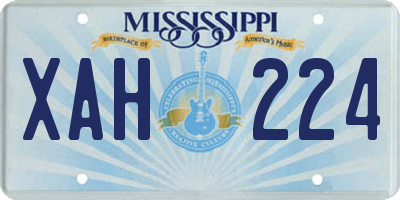 MS license plate XAH224
